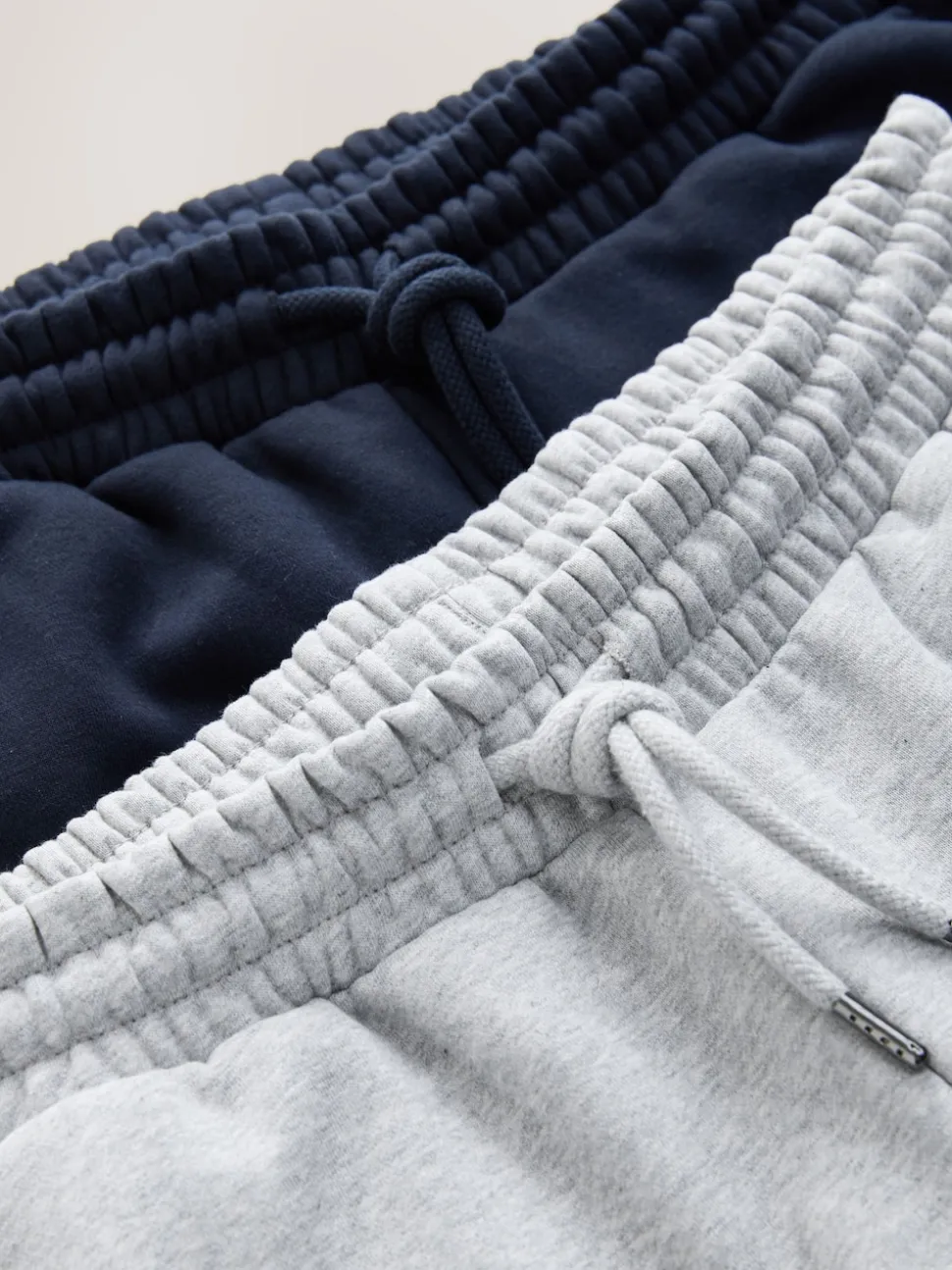 Grey Marl/Navy Blue Straight Fit Brushback Heavyweight 2 Pack Joggers