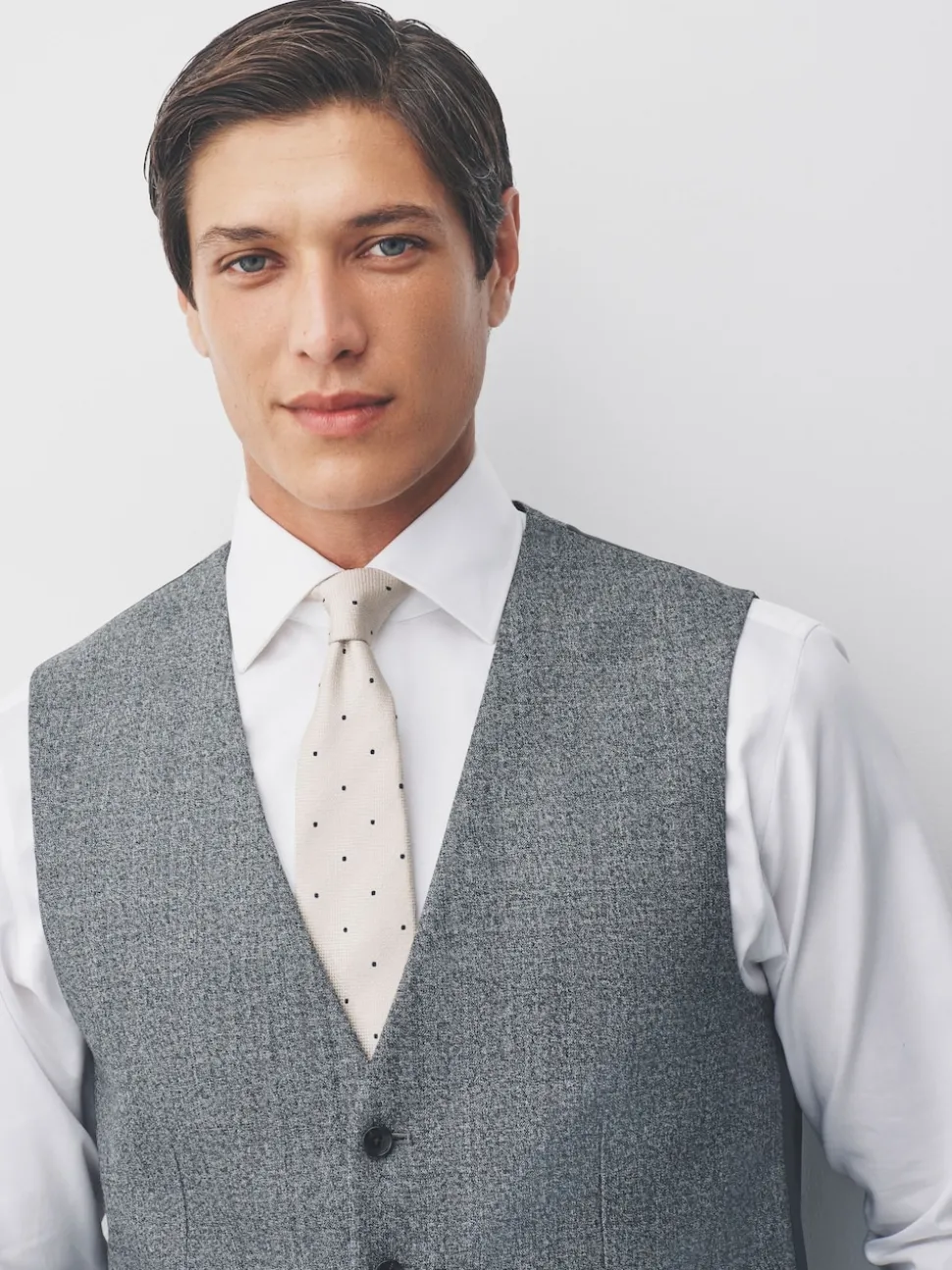 Grey Merino Wool Blend Suit Waistcoat
