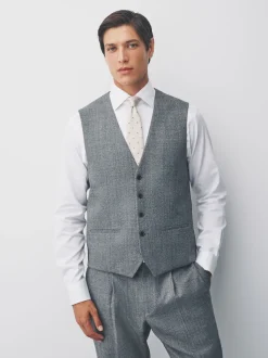 Grey Merino Wool Blend Suit Waistcoat
