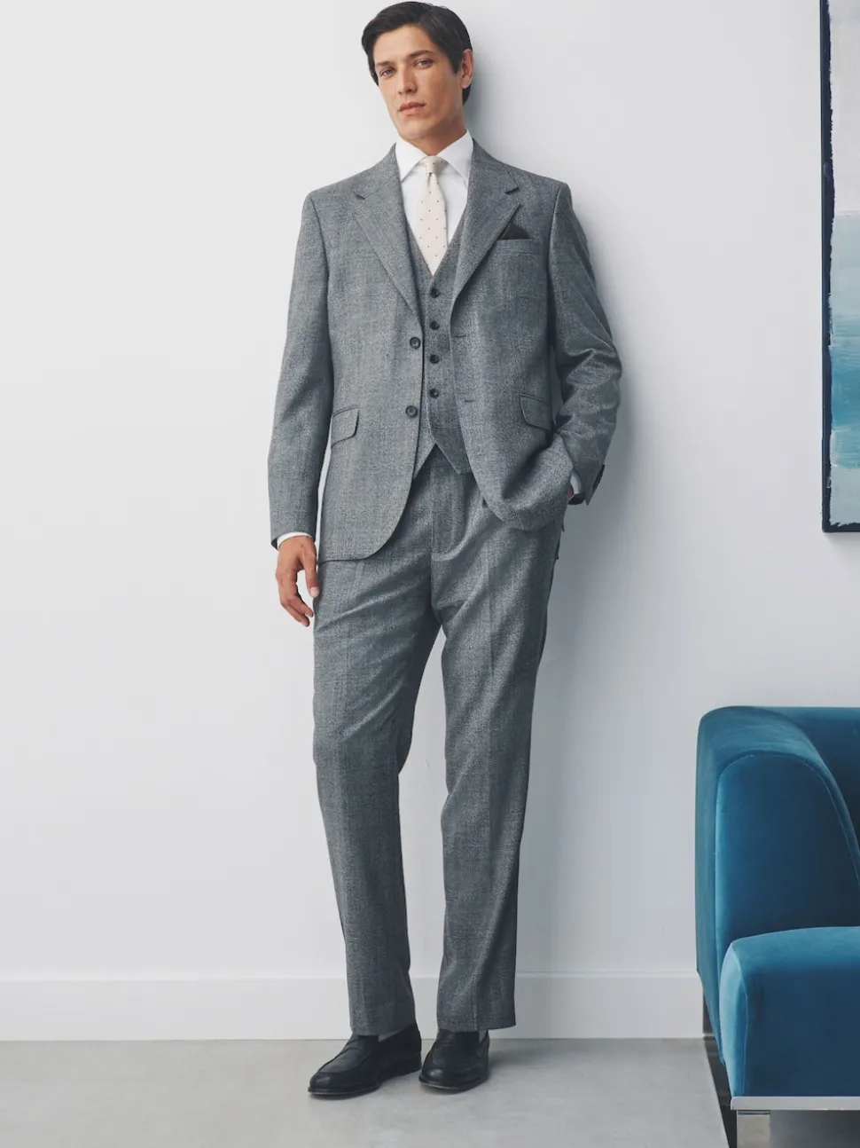 Grey Merino Wool Blend Suit Waistcoat