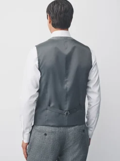 Grey Merino Wool Blend Suit Waistcoat