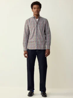 Grey/ Multi Colour Gingham Regular Fit Easy Iron Button Down Oxford Shirt