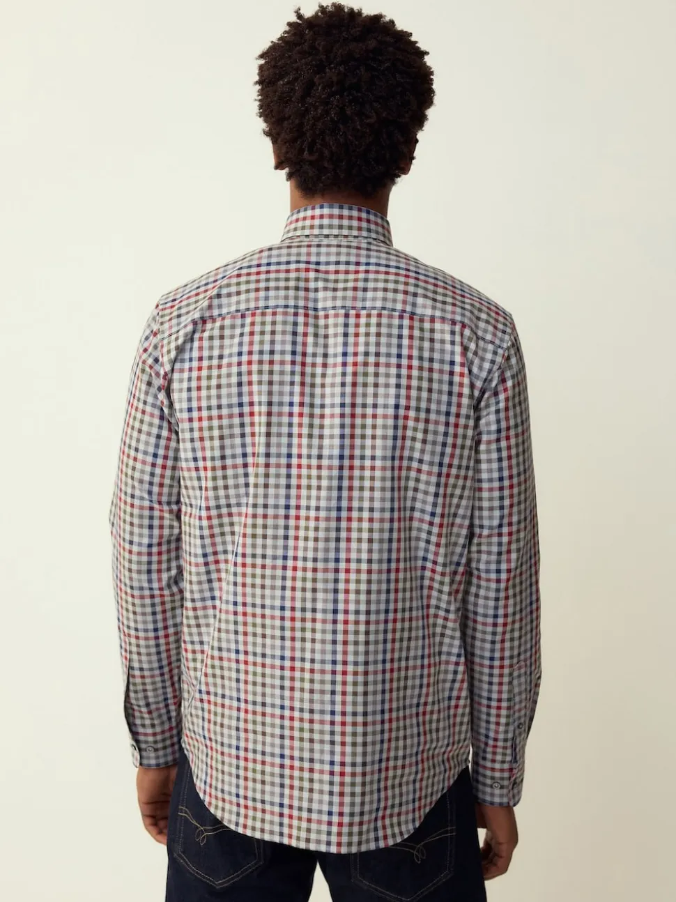 Grey/ Multi Colour Gingham Regular Fit Easy Iron Button Down Oxford Shirt