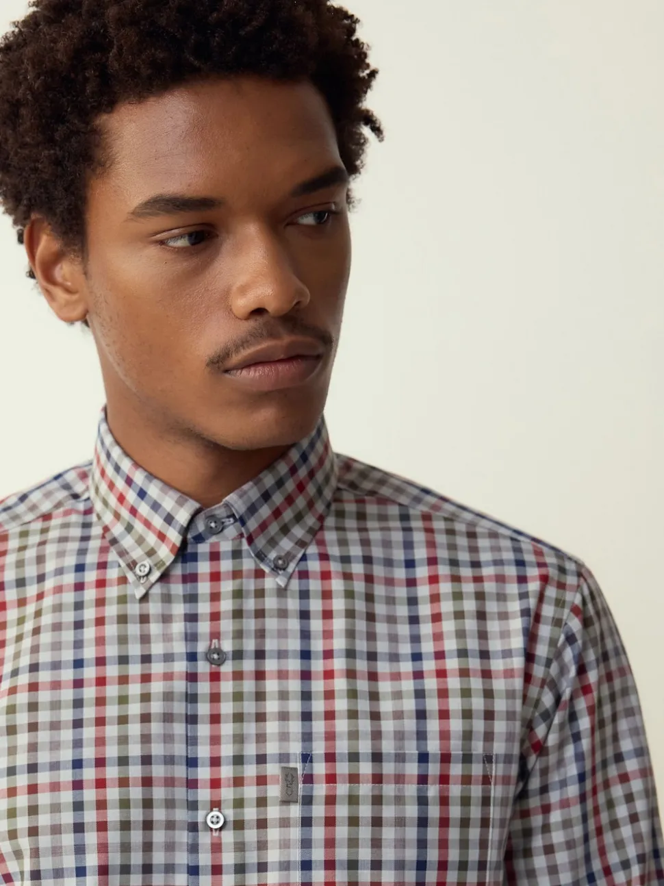 Grey/ Multi Colour Gingham Regular Fit Easy Iron Button Down Oxford Shirt