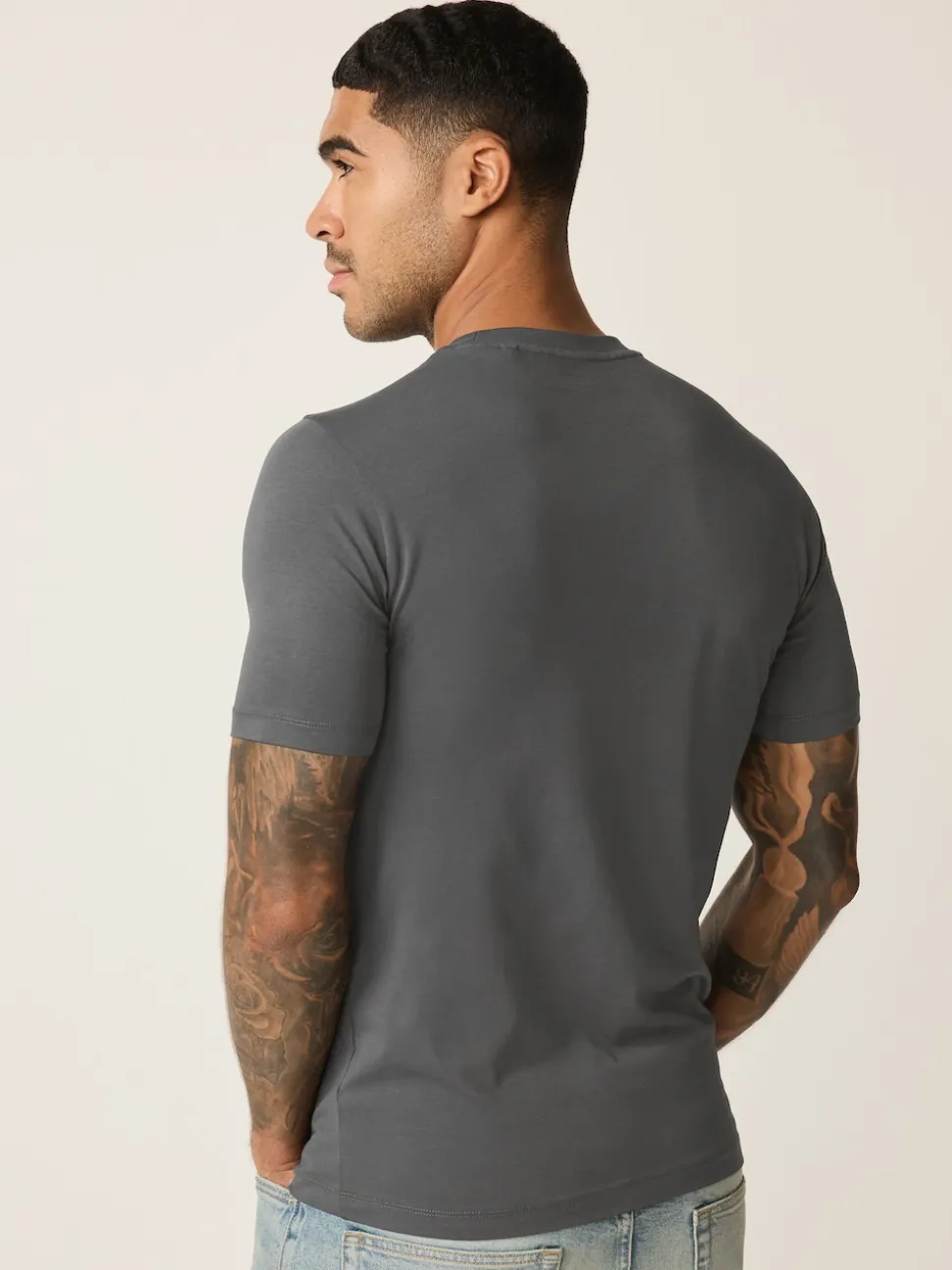 Grey Muscle Fit Essential Crew Neck T-Shirt