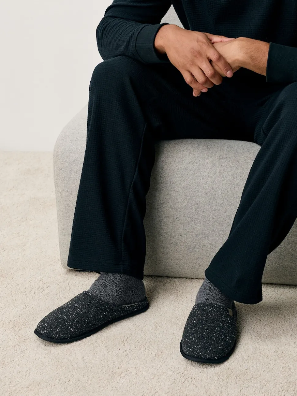 Grey Neppy Mule Slippers