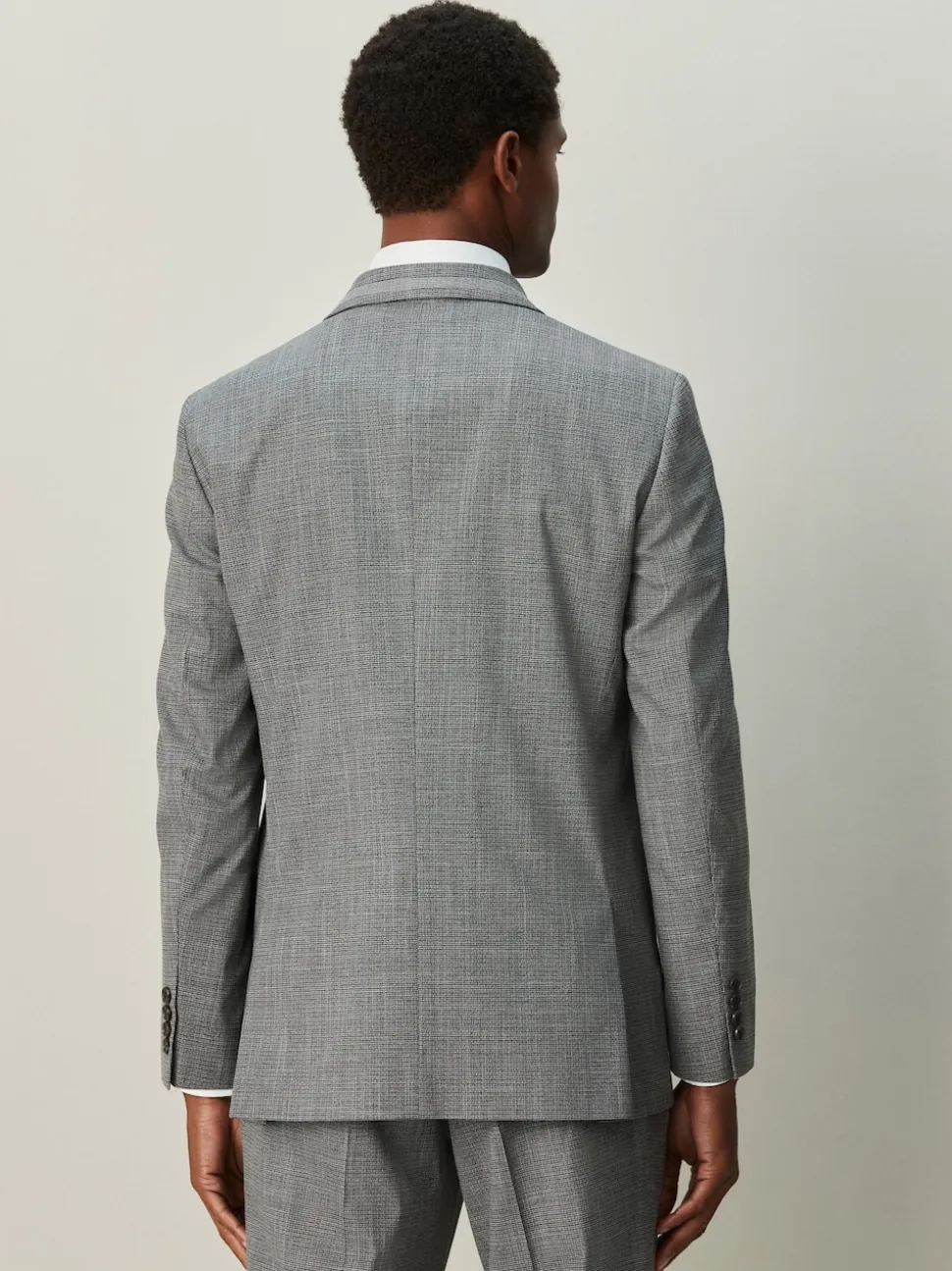 Grey Regular Fit Contrast Fabric Detail Suit Jacket