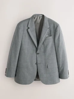 Grey Regular Fit Contrast Fabric Detail Suit Jacket