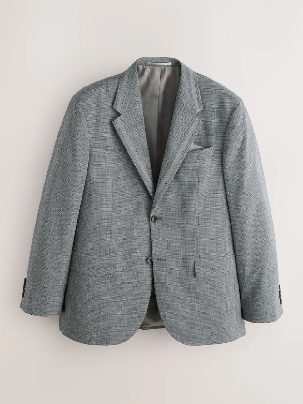 Grey Regular Fit Contrast Fabric Detail Suit Jacket