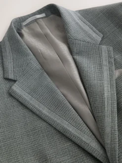Grey Regular Fit Contrast Fabric Detail Suit Jacket