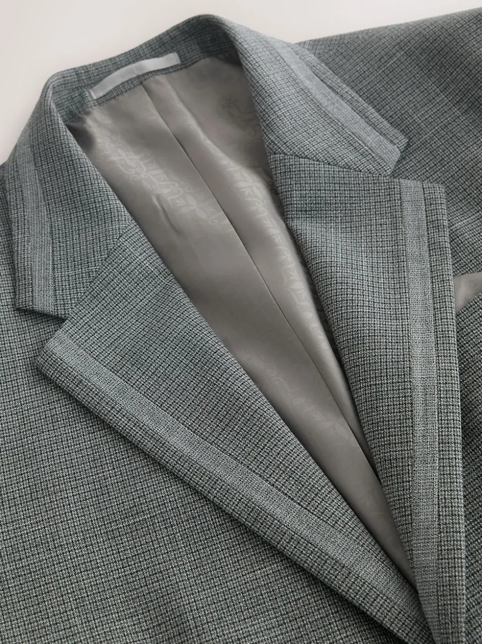 Grey Regular Fit Contrast Fabric Detail Suit Jacket