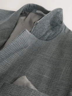 Grey Regular Fit Contrast Fabric Detail Suit Jacket