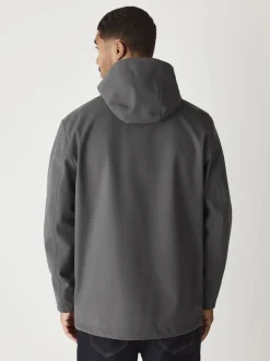 Grey Regular Fit Drytech Waterproof Hooded Coat with Taped Seams
