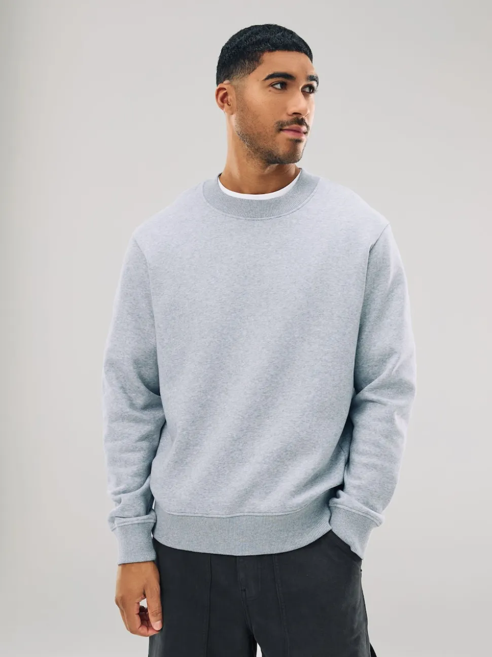 Grey Regular Fit Heavyweight Cotton Rich Crew Neck Sweatshirt