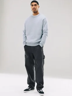 Grey Regular Fit Heavyweight Cotton Rich Crew Neck Sweatshirt
