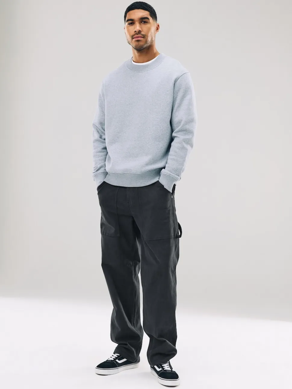 Grey Regular Fit Heavyweight Cotton Rich Crew Neck Sweatshirt
