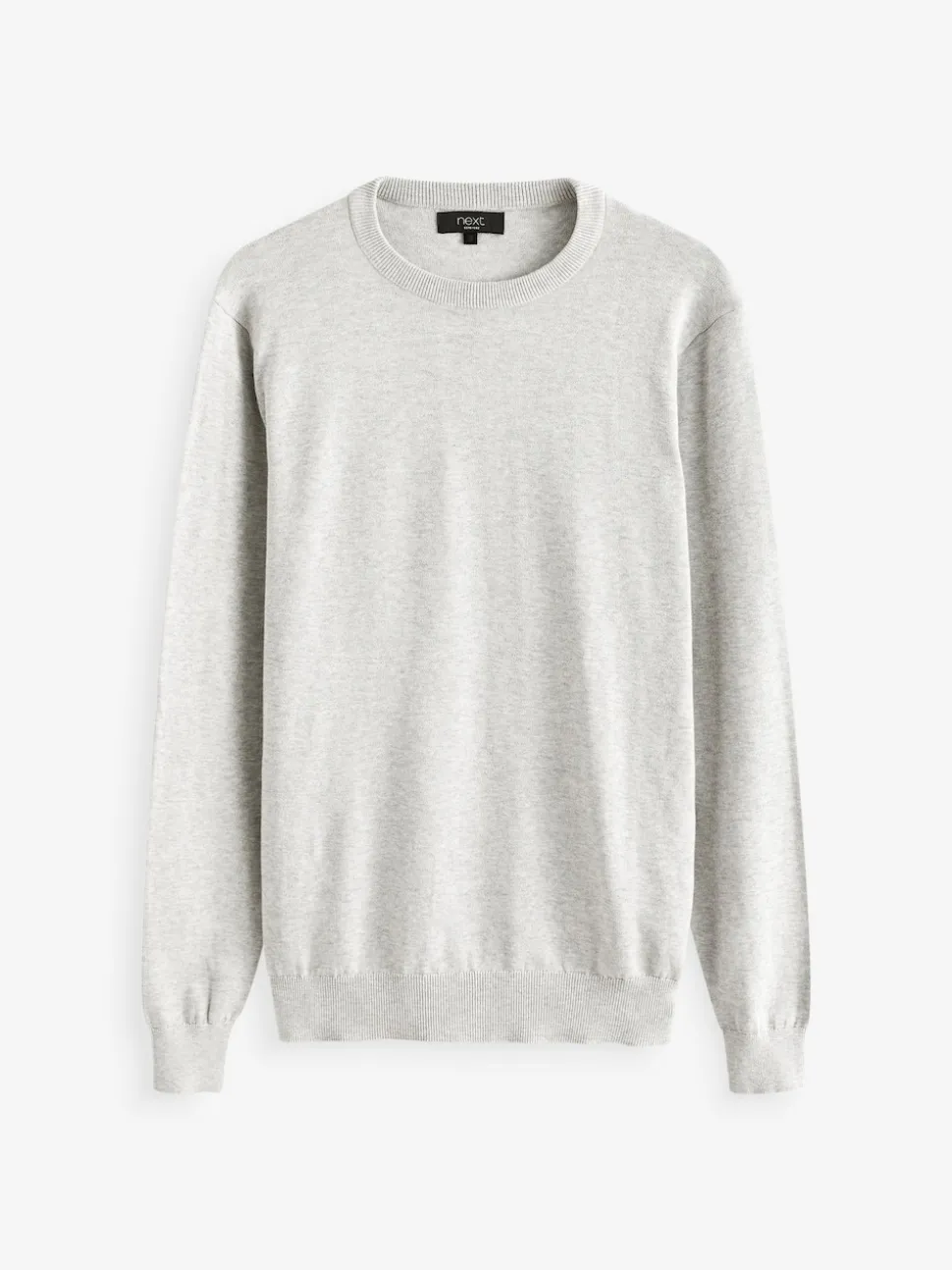 Grey Regular Fit Pure Cotton Crew Jumper