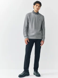 Grey Regular Fit Rib Texture Mock Shirt Jumper