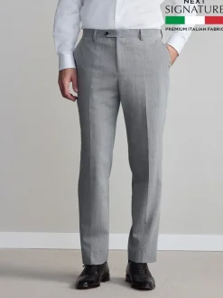 Grey Regular Fit Signature Nova Fides 100% Italian Wool Suit Trousers