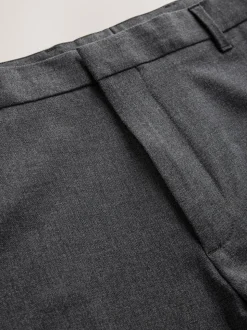 Grey Regular Fit Signature 100% Wool Trousers With Motion Flex Waistband