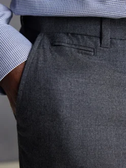 Grey Regular Fit Signature 100% Wool Trousers With Motion Flex Waistband