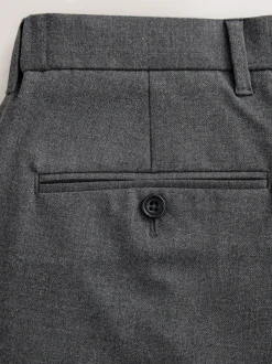 Grey Regular Fit Signature 100% Wool Trousers With Motion Flex Waistband