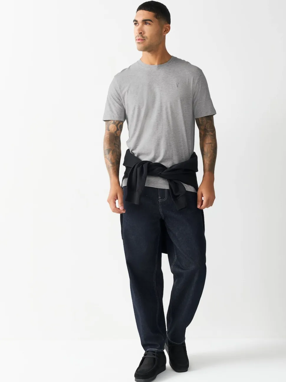 Grey Regular Fit Stag T-Shirt