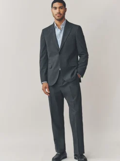 Grey Regular Fit Texture Motionflex Stretch Suit Trousers