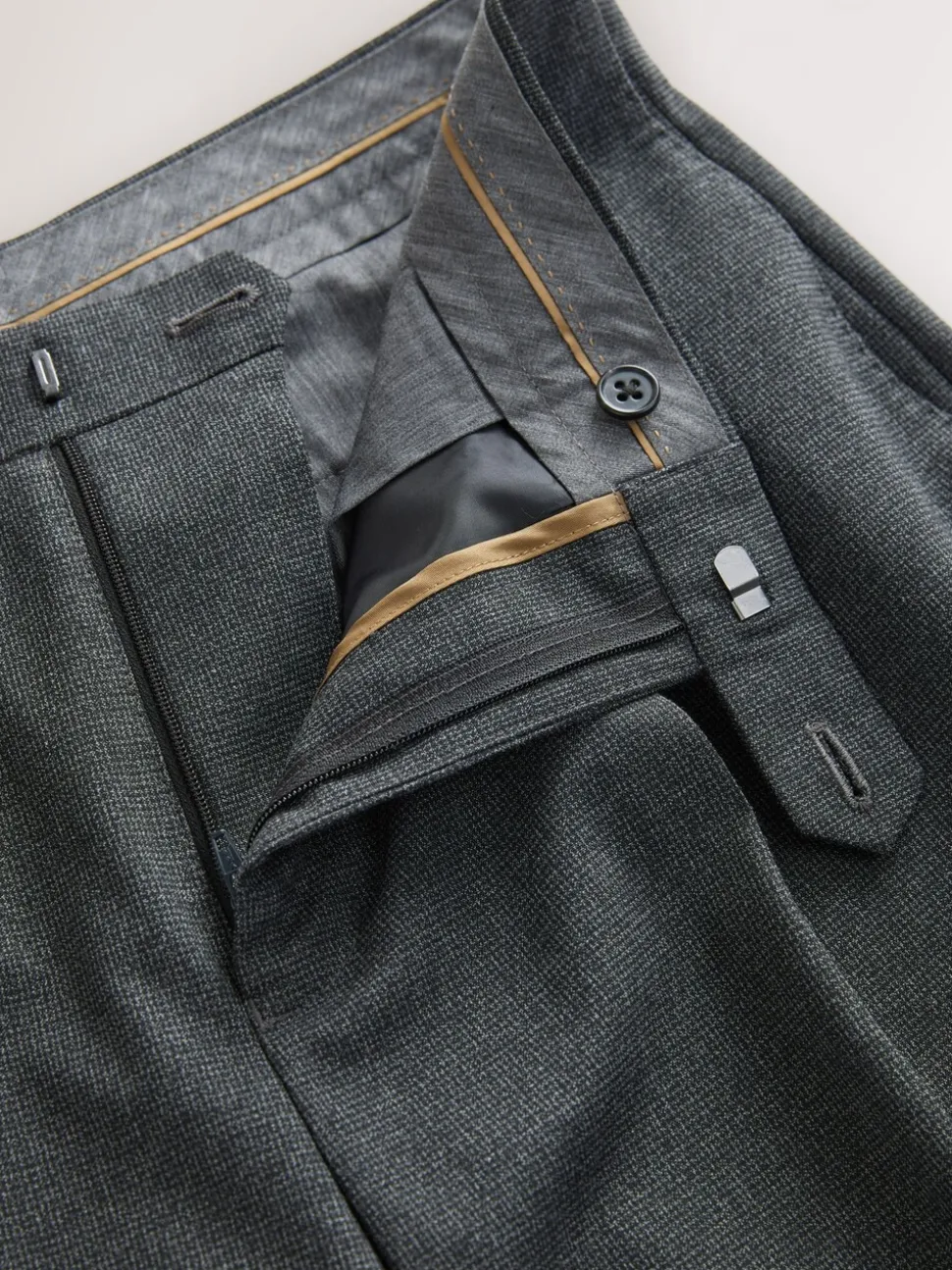 Grey Regular Fit Texture Motionflex Stretch Suit Trousers