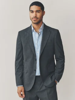 Grey Regular Fit Texture Motionflex Stretch Suit Jacket