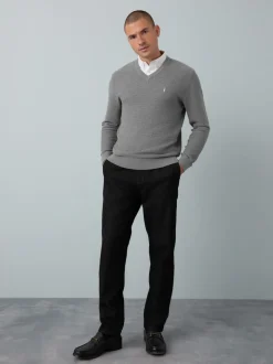 Grey Regular Fit Textured Oxford Mock Shirt Jumper