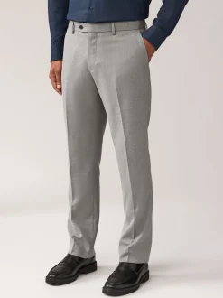 Grey Regular Fit Textured Suit Trousers
