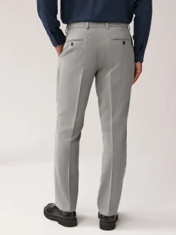 Grey Regular Fit Textured Suit Trousers
