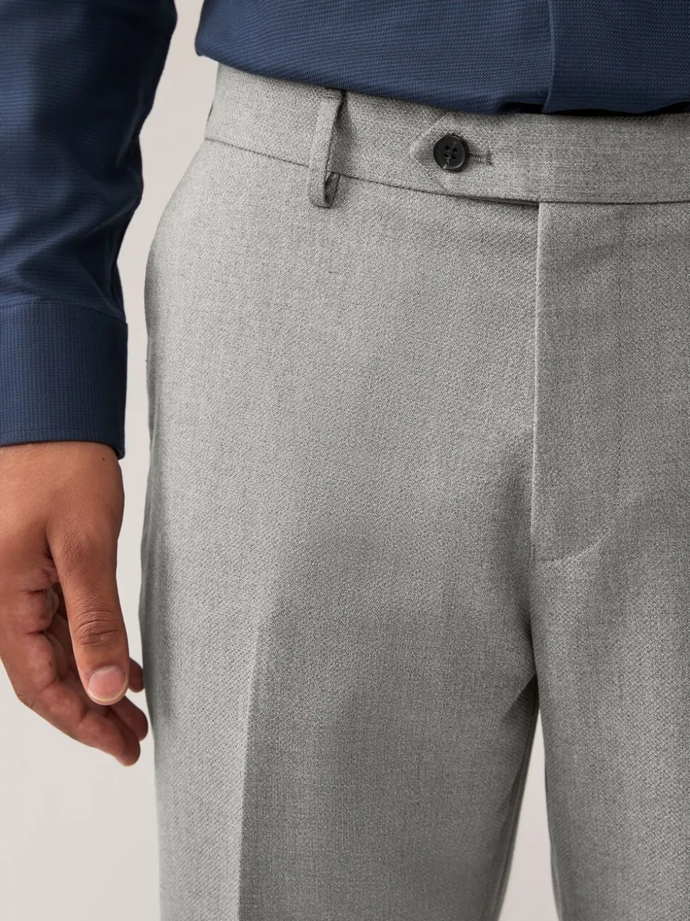 Grey Regular Fit Textured Suit Trousers