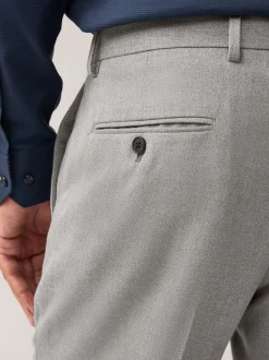 Grey Regular Fit Textured Suit Trousers