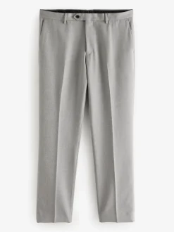 Grey Regular Fit Textured Suit Trousers
