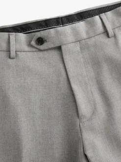 Grey Regular Fit Textured Suit Trousers