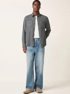 Grey Regular Fit Textured Twin Pocket Long Sleeve Shirt