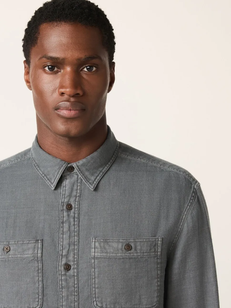Grey Regular Fit Textured Twin Pocket Long Sleeve Shirt