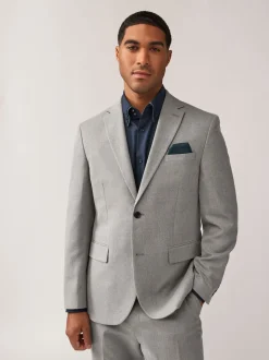 Grey Regular Fit Textured Suit Jacket