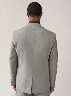 Grey Regular Fit Textured Suit Jacket