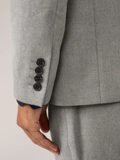 Grey Regular Fit Textured Suit Jacket
