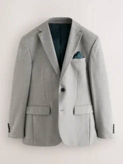 Grey Regular Fit Textured Suit Jacket