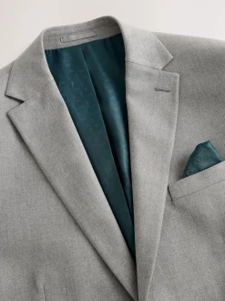 Grey Regular Fit Textured Suit Jacket