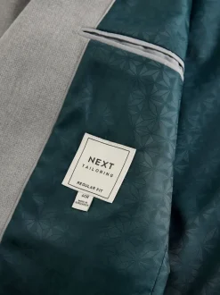 Grey Regular Fit Textured Suit Jacket