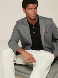 Grey Regular Fit Textured Smart Blazer