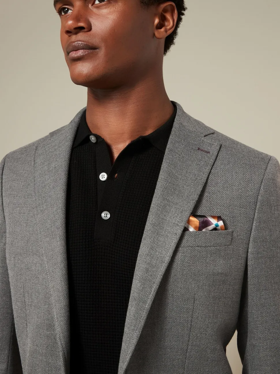 Grey Regular Fit Textured Smart Blazer