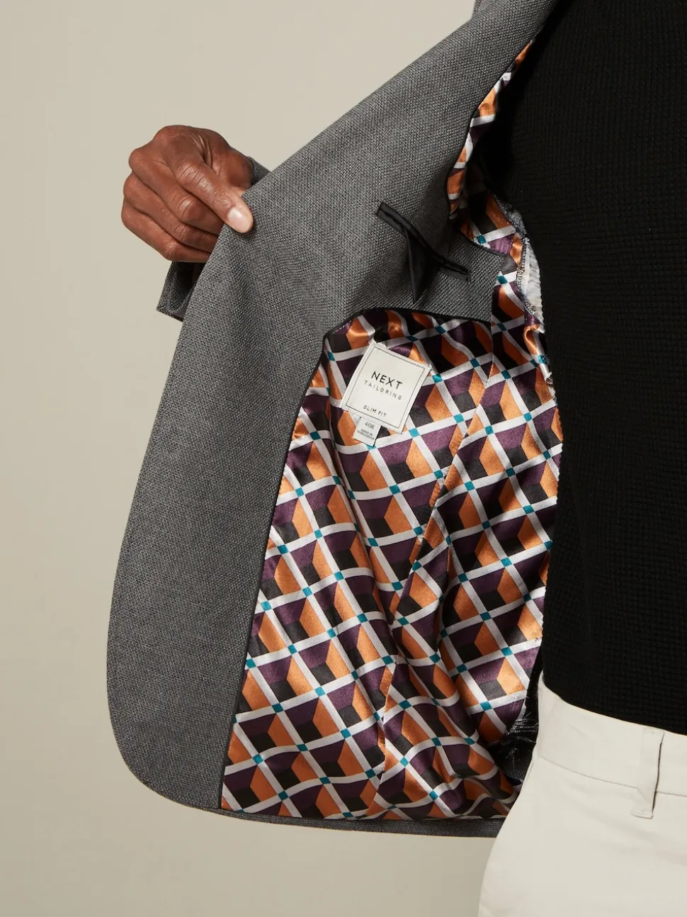 Grey Regular Fit Textured Smart Blazer