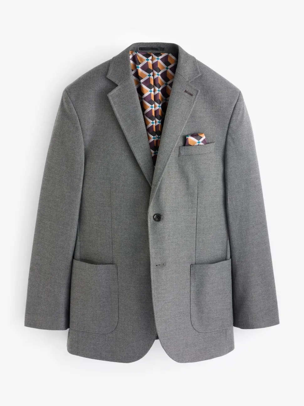 Grey Regular Fit Textured Smart Blazer