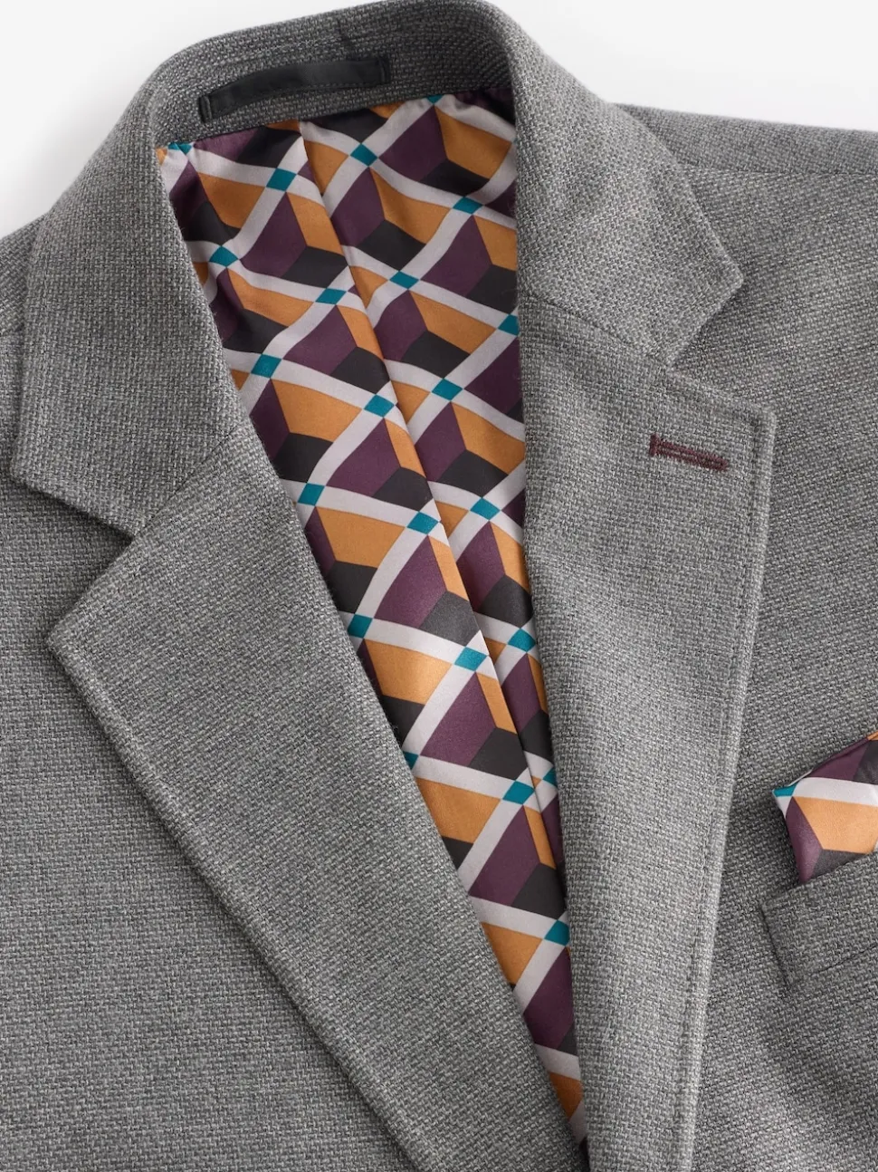 Grey Regular Fit Textured Smart Blazer